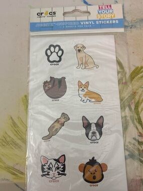 CROCS Jibbitz-Inspired Vinyl Sticker Sheet in Blue, Yellow, Pink, Green